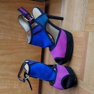 Color Block open toe heels